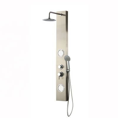 Stainless steel shower column with led lights and waterfall switch